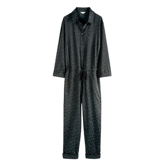 Hush Jacquard Leopard Jumpsuit Green Animal Print 70’s Retro Disco US 12 UK 10 - Picture 13 of 15